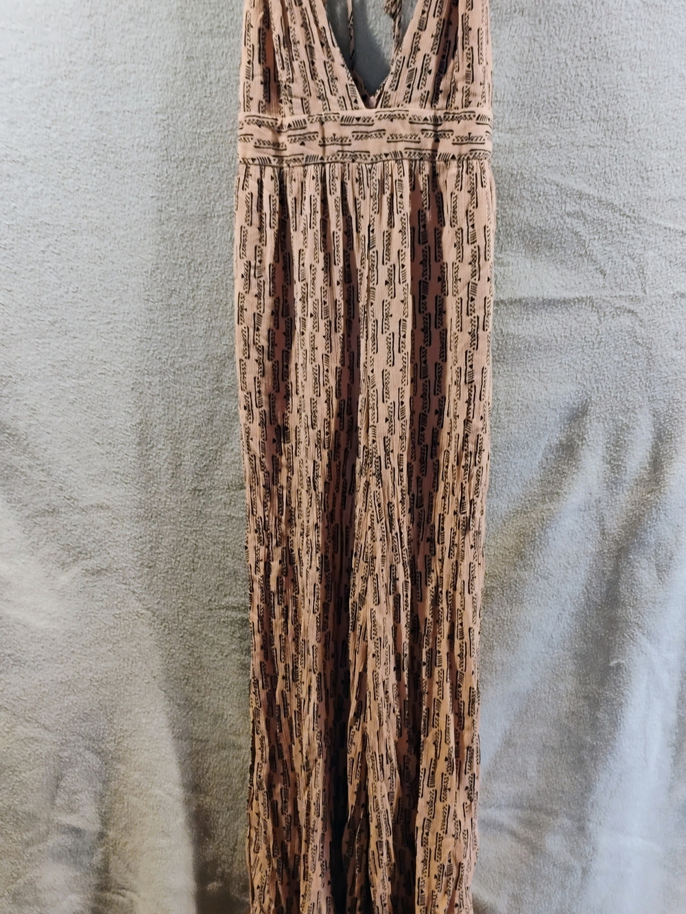 Forever 21 Tan Patterned Maxi Jumpsuit